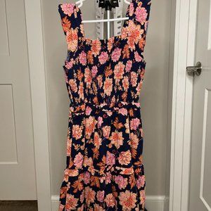 Girls Old Navy Floral Dress, blue & orange. Size L (10-12)